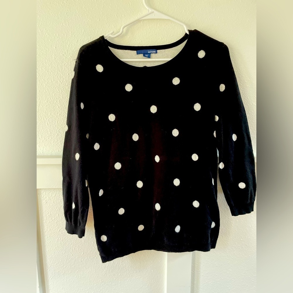 EUC Basic Edition black and white polka dot sweater size small
